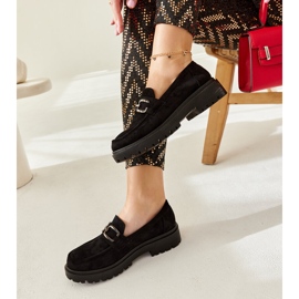 Czarne zamszowe mokasyny z klamerką Springs 2