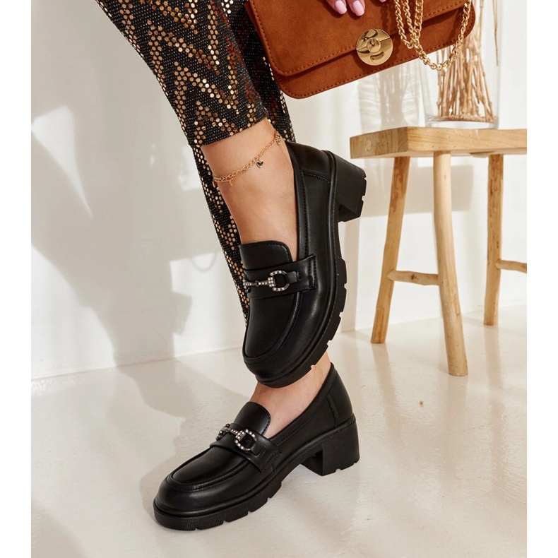 Czarne eko- skórzane mokasyny Grisel 1