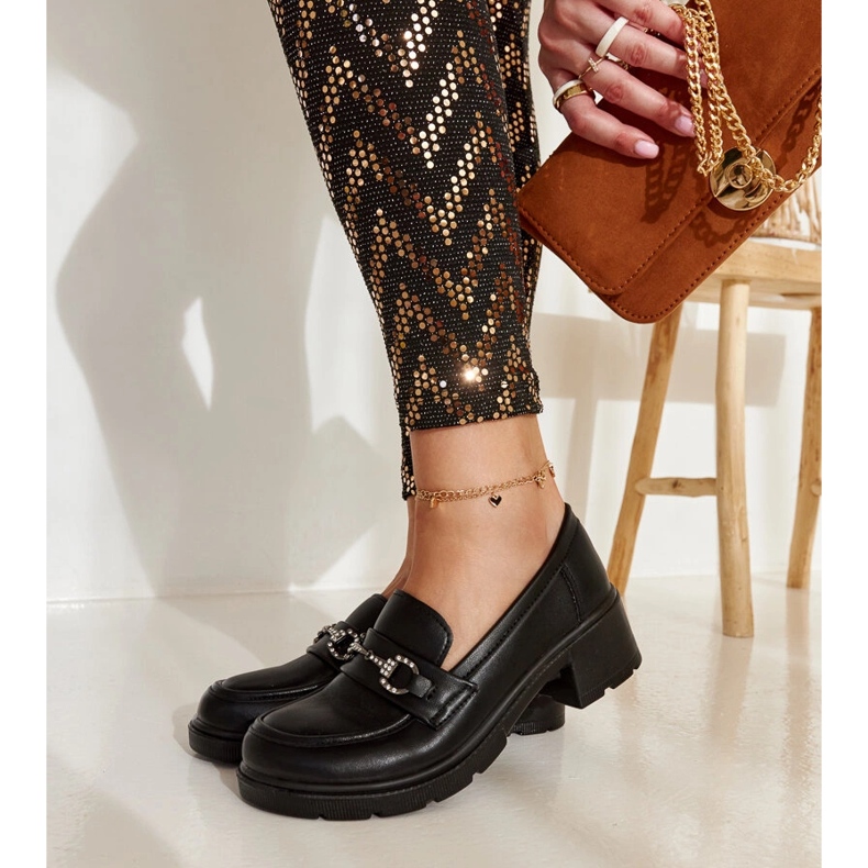 Czarne eko- skórzane mokasyny Grisel 2