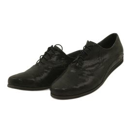 Czarne półbuty buty damskie wiązane Angello 303 2