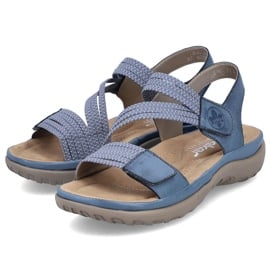 Komfortowe sandały damskie na rzepy niebieskie Rieker 64870-14 1