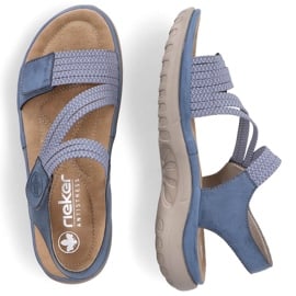 Komfortowe sandały damskie na rzepy niebieskie Rieker 64870-14 2