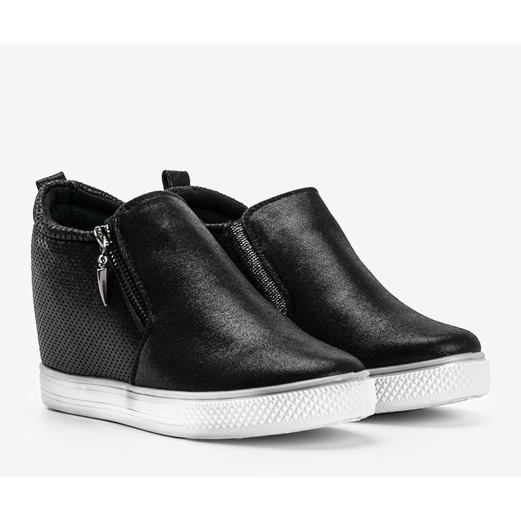Czarne błyszczące sneakersy damskie Avery 1