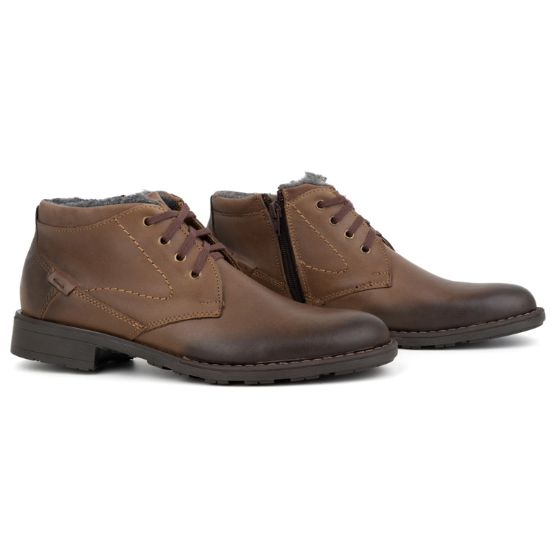 Polbut Buty ocieplane C16 ciemny brąz brązowe 2