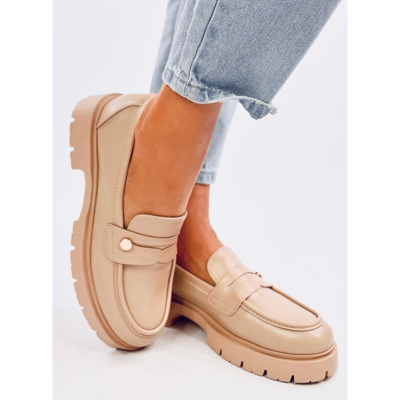 Mokasyny na platformie Sidney Khaki beżowy 2