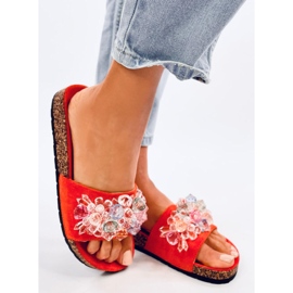 Klapki korkowe z kamieniami Maliv Orange pomarańczowe 2