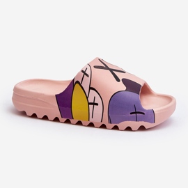 Gumowe Klapki Z Nadrukiem Różowe Monsters 1