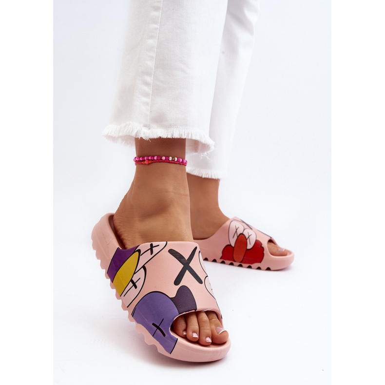 Gumowe Klapki Z Nadrukiem Różowe Monsters 2