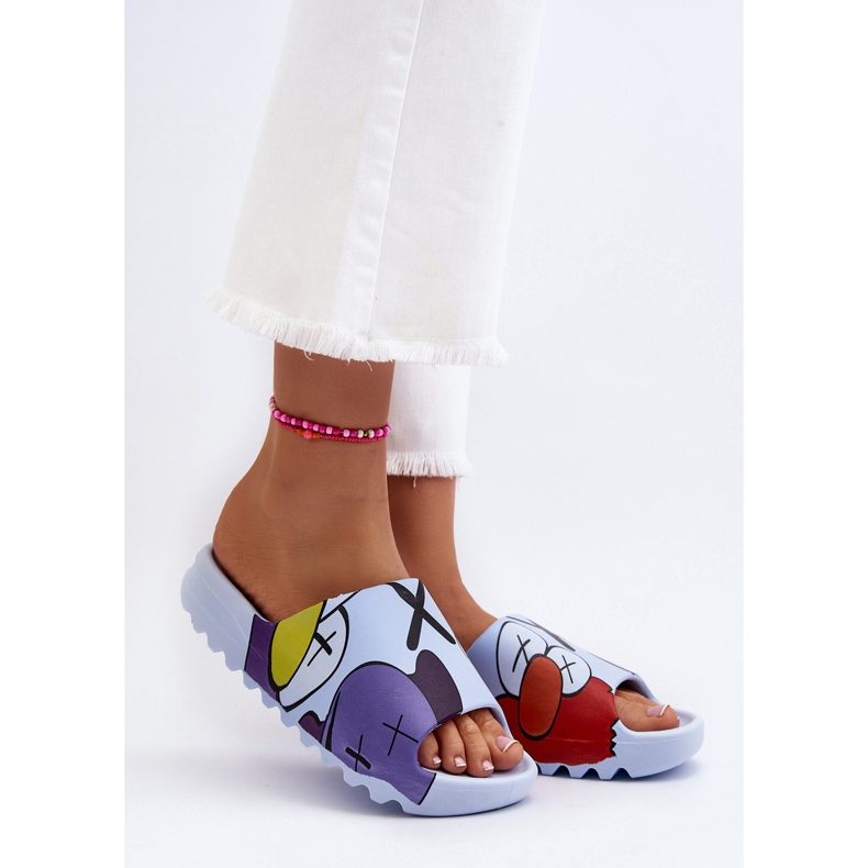 Gumowe Klapki Z Nadrukiem Niebieskie Monsters 1