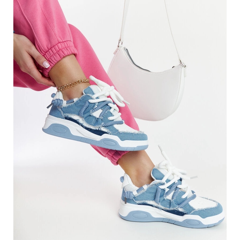 Niebieskie sneakersy z materiałowymi wstawkami Melilot 1