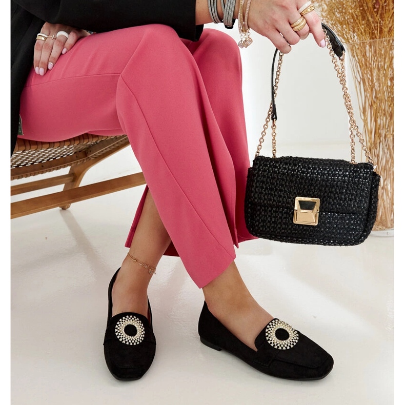 Czarne mokasyny zdobione cyrkoniami Celena 1