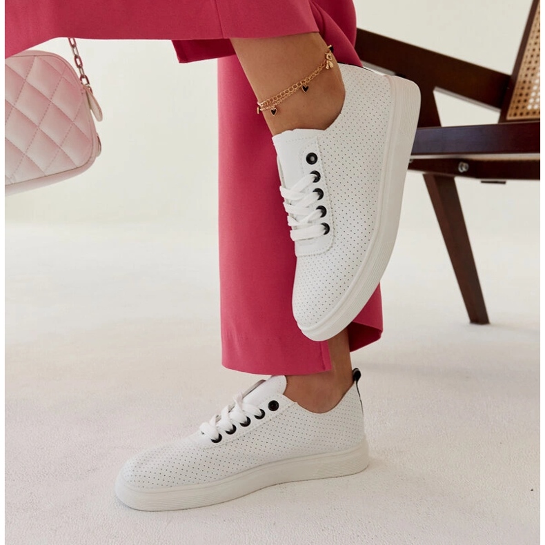 Białe trampki  eko-skórzane Sandrine 2