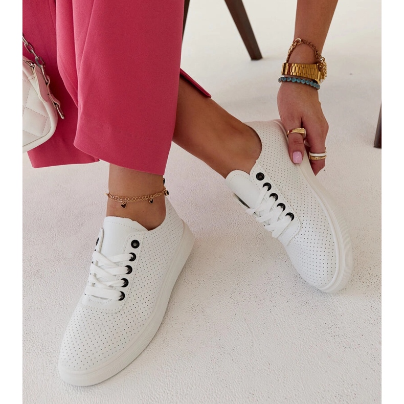 Białe trampki  eko-skórzane Sandrine 1