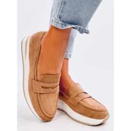 Mokasyny na koturnie Pacifs Camel brązowe 1