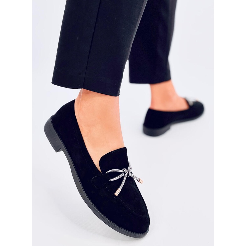 Mokasyny damskie zamszowe Saras Black czarne 2