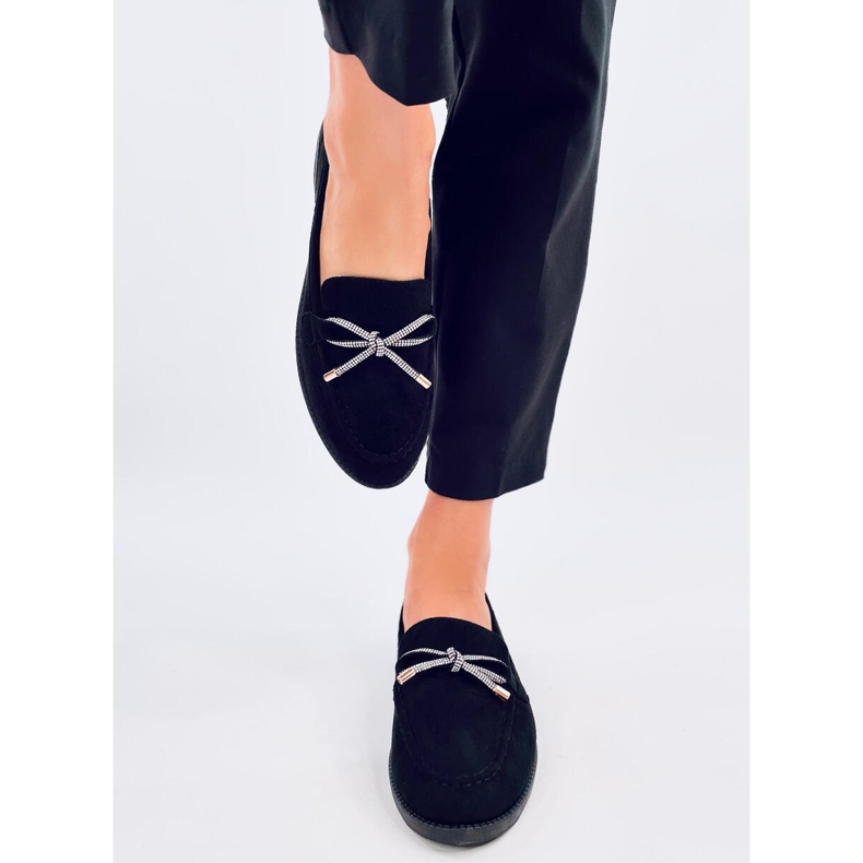 Mokasyny damskie zamszowe Saras Black czarne 1