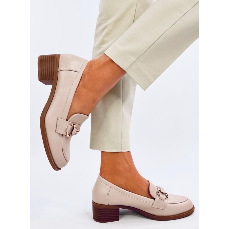 Mokasyny na obcasie Pontei Beige beżowy 2