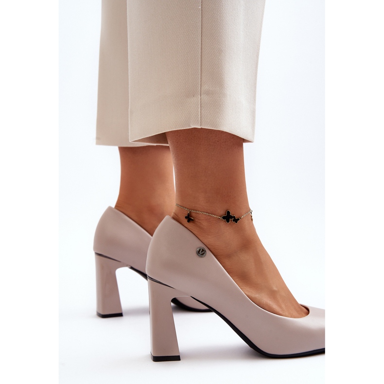 Vinceza Czółenka Na Słupku Eko Skóra Szare Giseleni 2