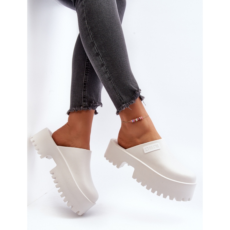 Damskie Klapki Na Masywnej Podeszwie Big Star NN274015 Białe 1