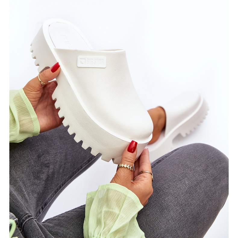 Damskie Klapki Na Masywnej Podeszwie Big Star NN274015 Białe 2