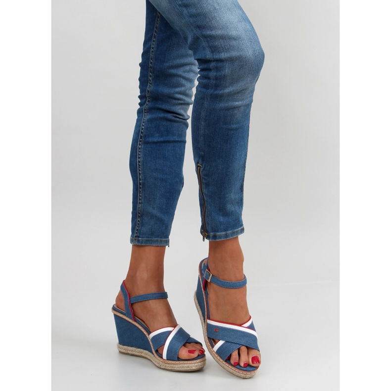 Sandałki na koturnie Tomy 1234 blue niebieskie 1