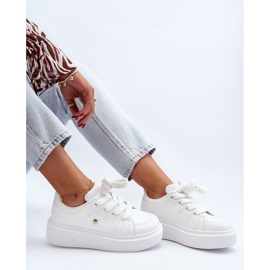 Sneakersy Damskie Na Platformie Białe Asylia 1