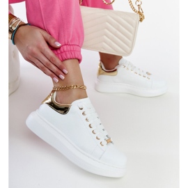 Białe sneakersy na platformie GOE LL2N4011 1