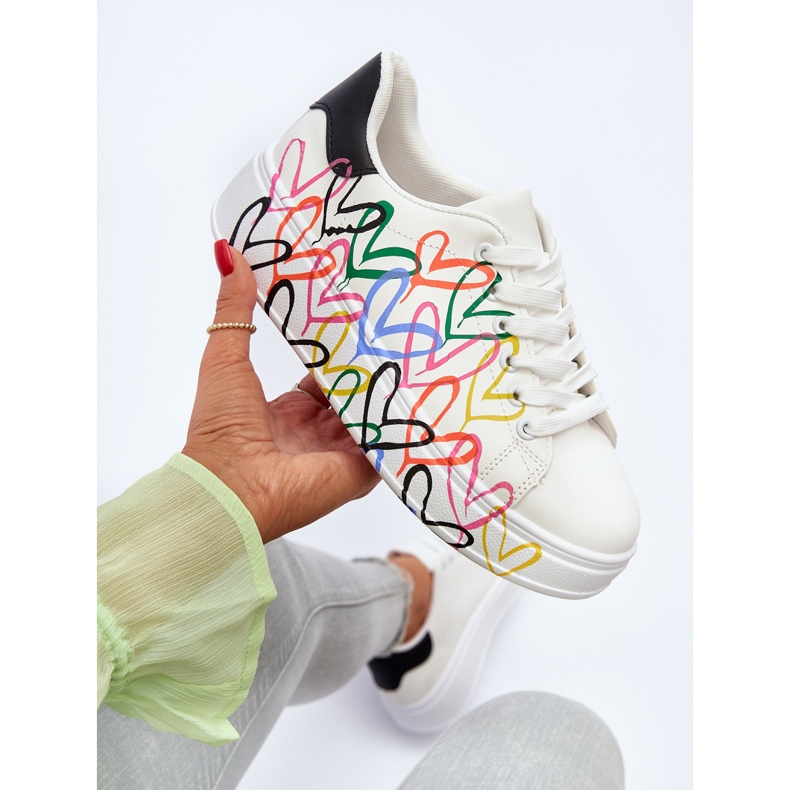Damskie Sneakersy Z Sercami Białe Claral 2