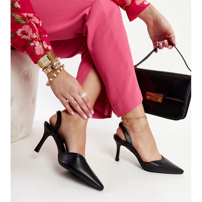 Czarne szpilki z odkrytą piętą Fontanile 1