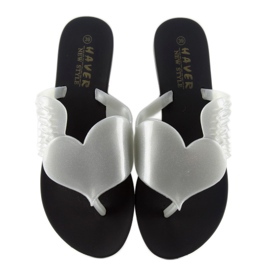 Klapki meliski Flying heart KM116 BLACK/SILVER białe 1