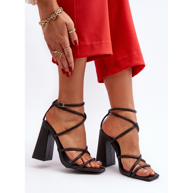 Modne Sandały Na Obcasie Czarne Josette 2