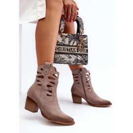 Skórzane Botki Z Wycięciami Maciejka 06412-04 Beżowe beżowy 1