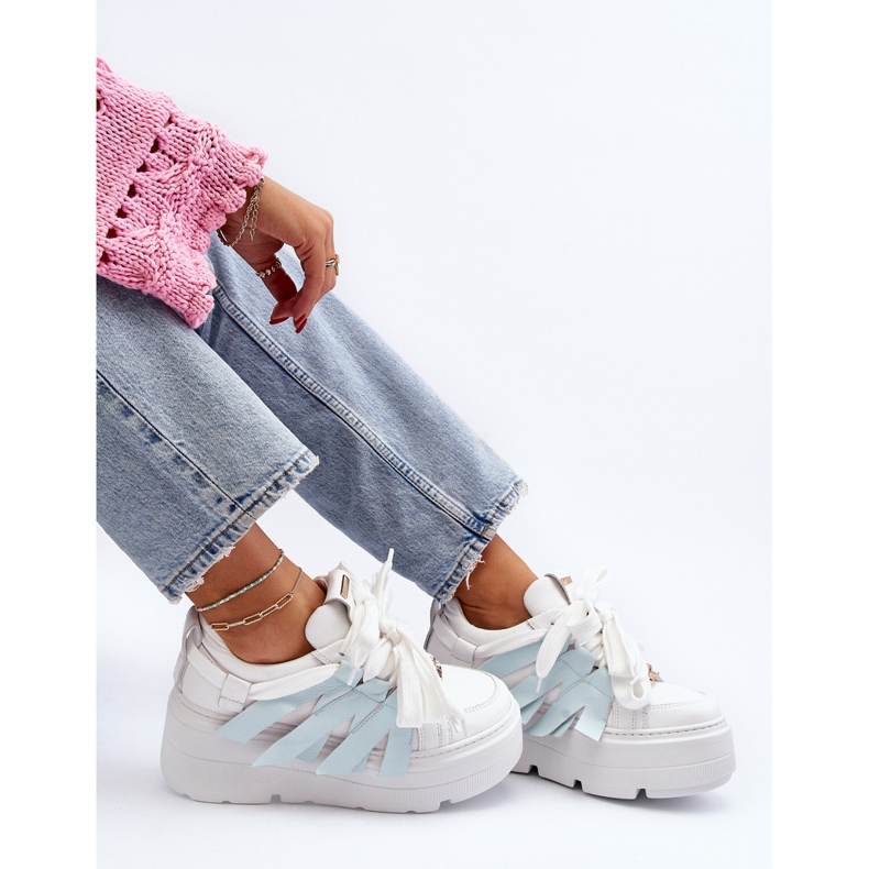 Zazoo 2F-7033 Sneakersy Na Masywnej Platformie Niebieskie 2