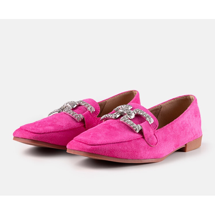Różowe mokasyny zdobione cyrkoniami Sanny 1