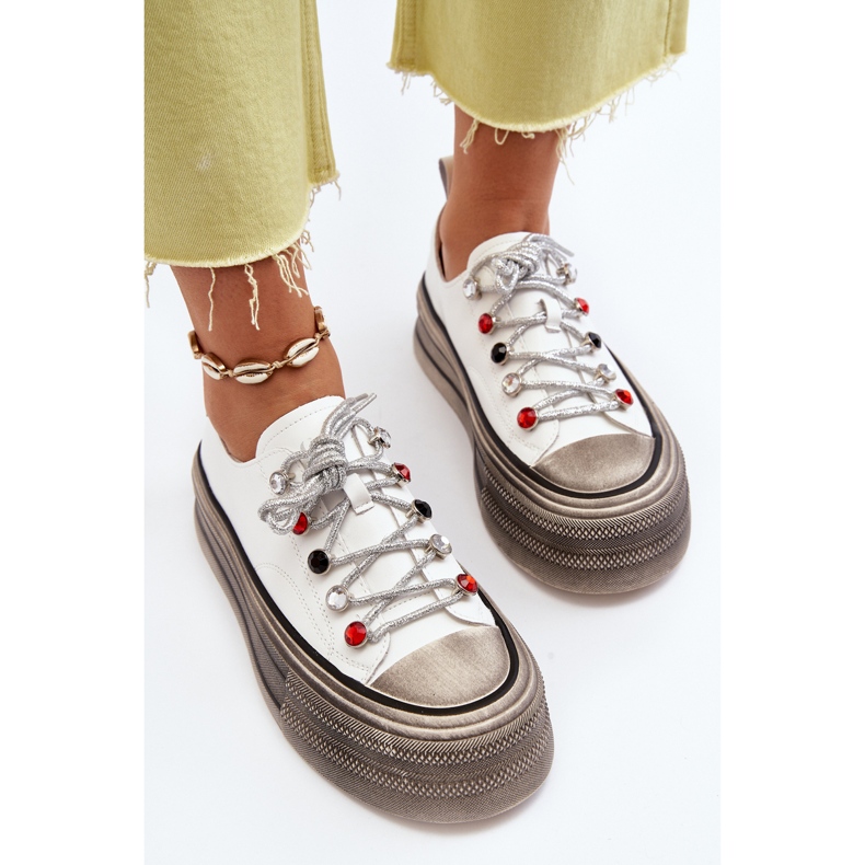 Damskie Trampki Na Platformie GOE NN2N4054 Białe 2