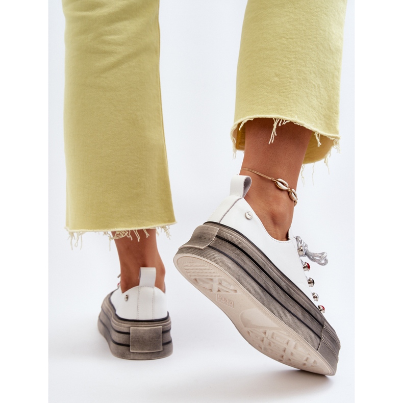 Damskie Trampki Na Platformie GOE NN2N4054 Białe 1