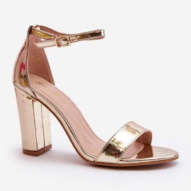 Sandały Na Słupku Złote Thakko złoty 1