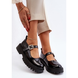 Damskie Lakierowane Półbuty Z Ozdobną Klamrą Czarne Lindnessa 2
