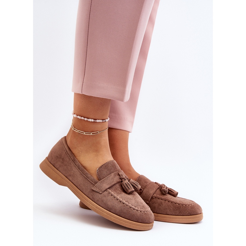 Damskie Zamszowe Mokasyny Brązowe Dansitu 2