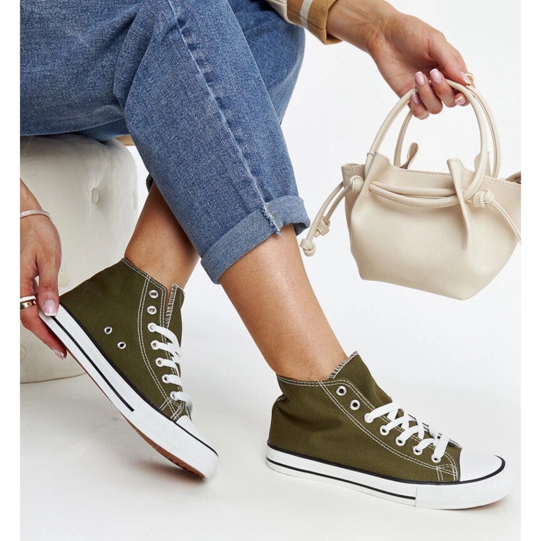 Ciemnozielone wysokie trampki Eliska 1