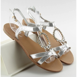 Sandałki z ozdobnymi kamieniami silver szare 1