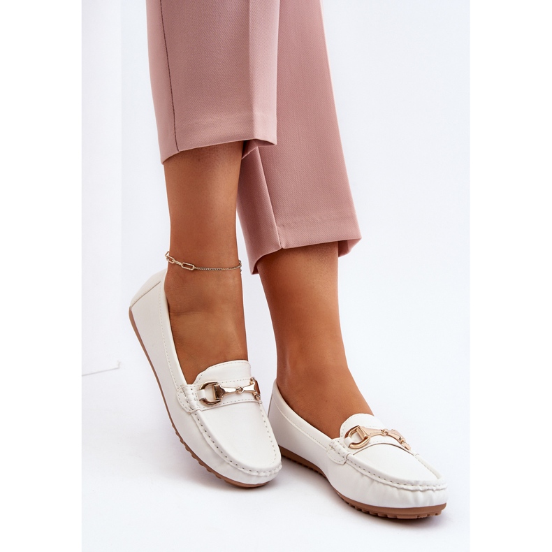 Damskie Klasyczne Mokasyny Eko Skórzane Białe Demese 2