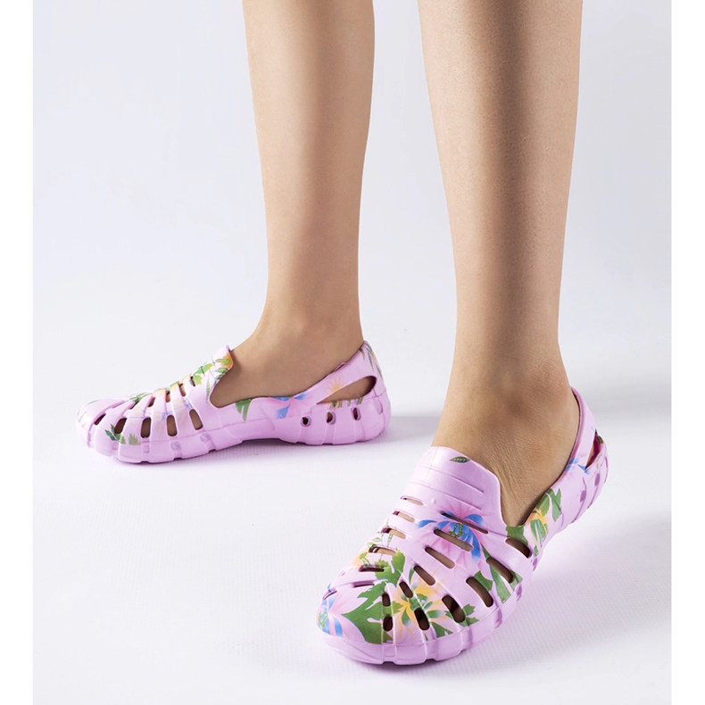 Różowe gumowe klapki ze wzorem Eliano CLF0758C Pink niebieskie 1