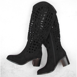 Kozaki damskie ażurowe czarne Jezzi RMR2337-6 1