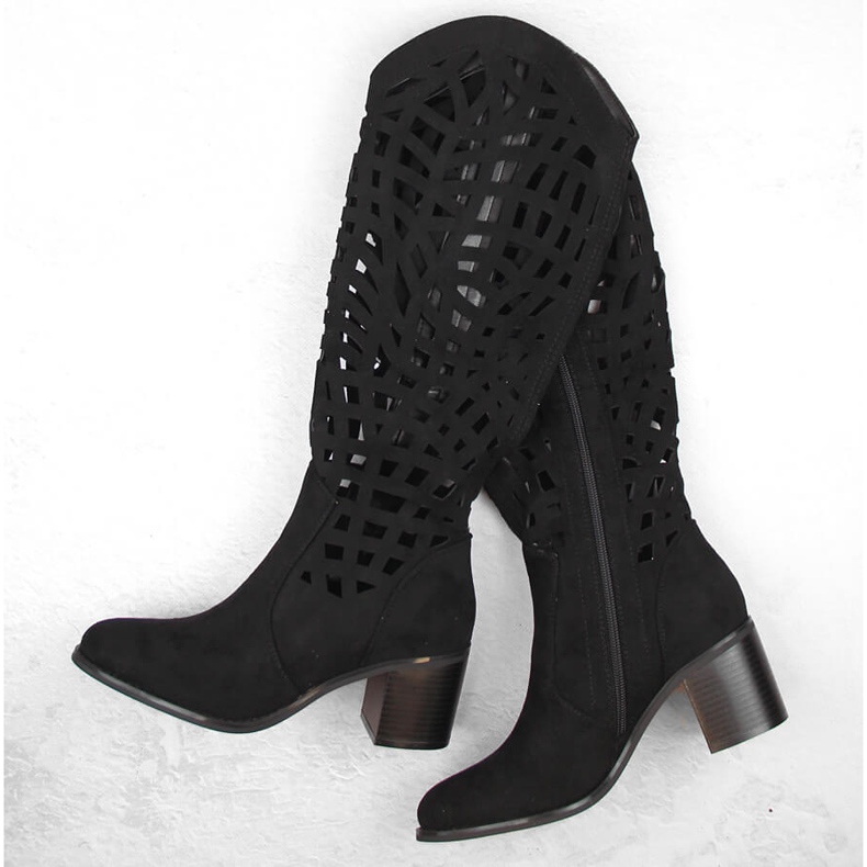 Kozaki damskie ażurowe czarne Jezzi RMR2337-6 1