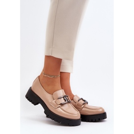 Vinceza Lakierowane Mokasyny Damskie Beżowe Santtes beżowy 2