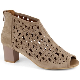 Zamszowe botki Jezzi W JEZ428 jasny brąz 1