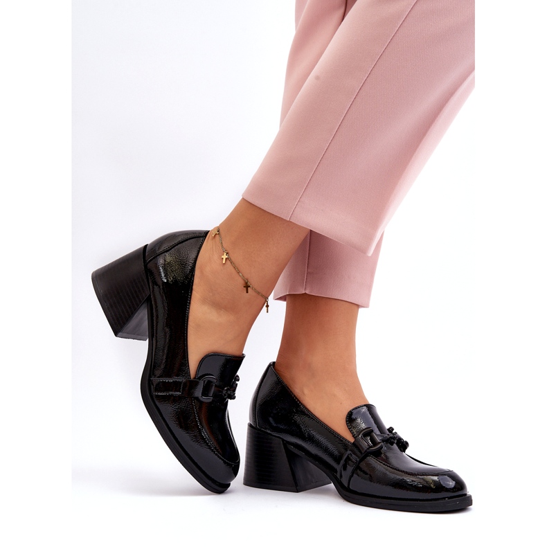 Vinceza Lakierowane Półbuty Na Obcasie Czarne 2