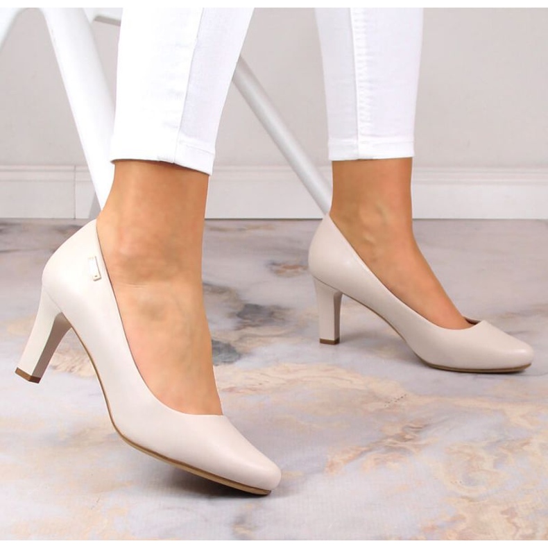 Czółenka na obcasie Sergio Leone W SK39AA jasno szare 2