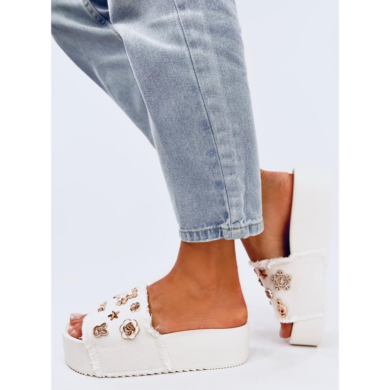 Seastar Klapki na grubej podeszwie z misiem Lancaster White białe 2